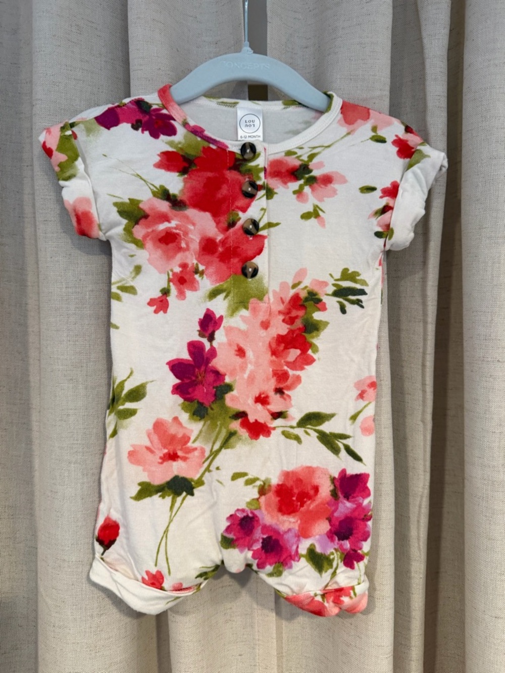 Lou Lou & Company 6-12M Floral Button-Front Baby Romper